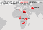 Countries that have used anal exams between 2011-2015 to find 'proof' of homosexual conduct. ©HRW